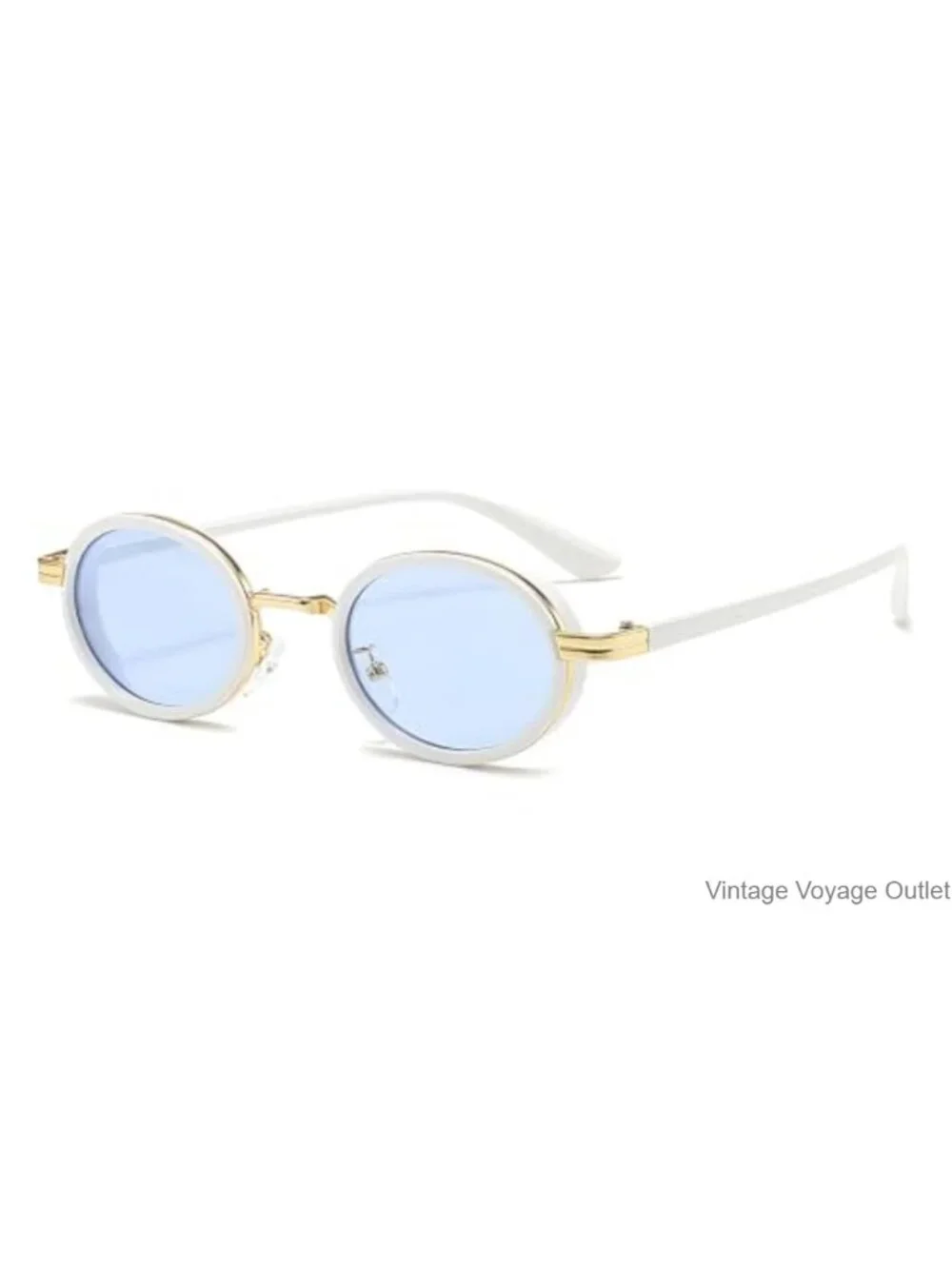Vintage Small Oval Sunglasses Steampunk UV400 Metal Frame